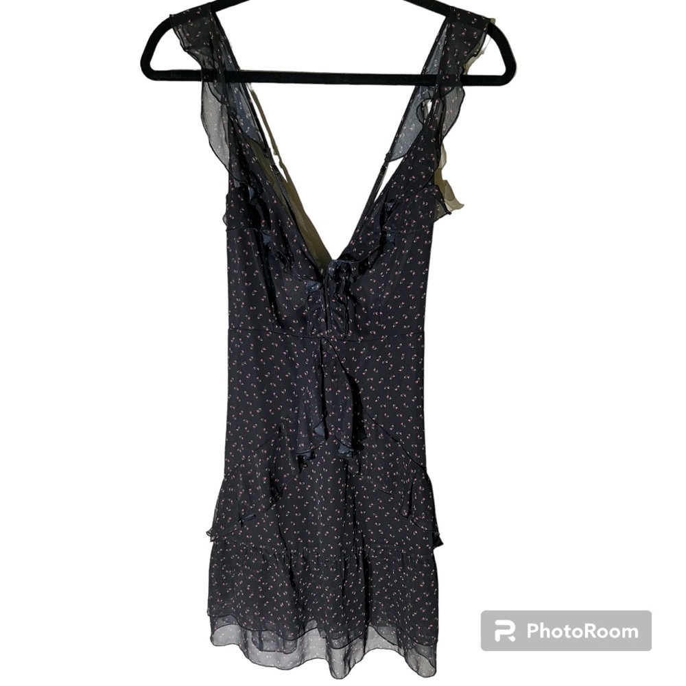 Victoria's Secret Black Mini Dress with Pink Floral Print